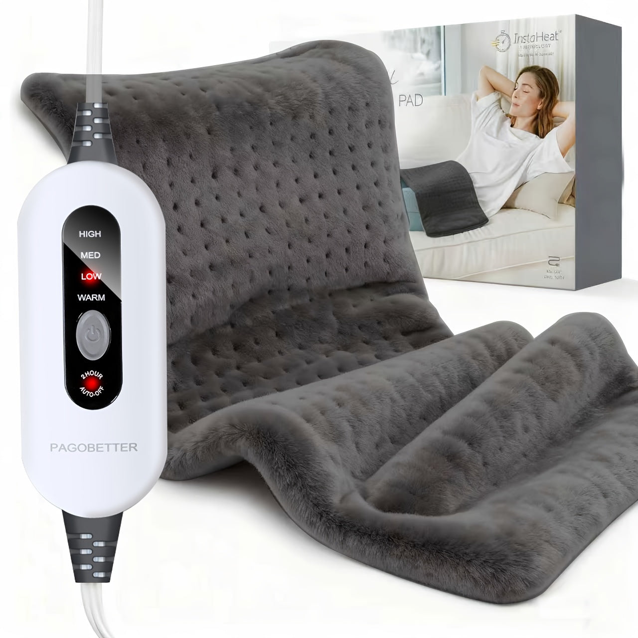 Extra Large Electric Heating Pad – 24×12 in, 6 Heat Levels, Fast Heating, Auto Shut-Off