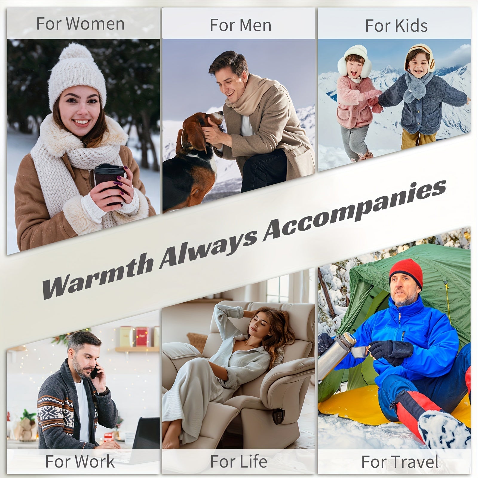 Rechargeable Hand Warmers 2-Pack with LED Light, Magnetic Electric Hand Heater, 3 Heating Modes, Dual-Sided Heat