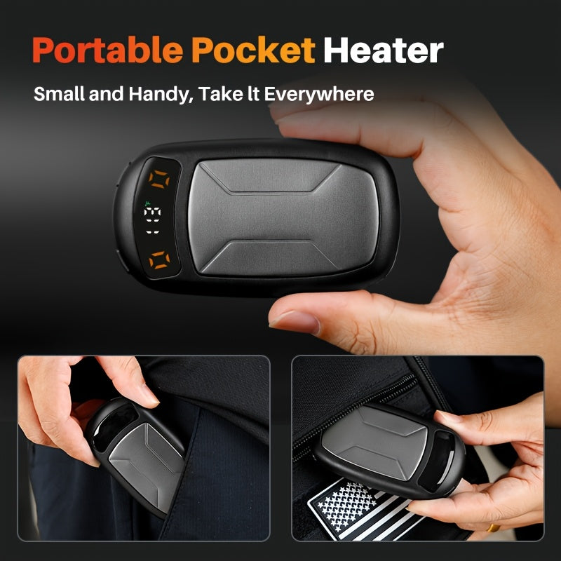 Rechargeable Hand Warmers 2-Pack with COB Light, Magnetic Electric Pocket Heater, Dual-Sided Heating