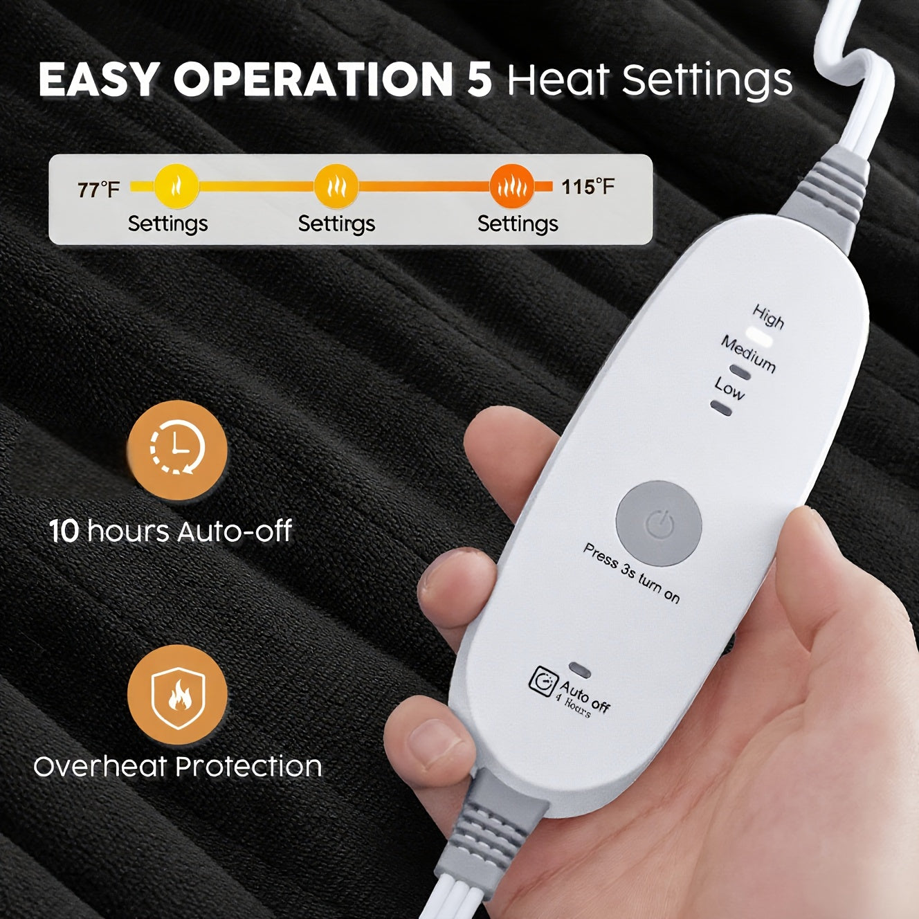 Electric Heated Blanket – Soft Flannel, Fast Warm-Up, Auto Shut-Off