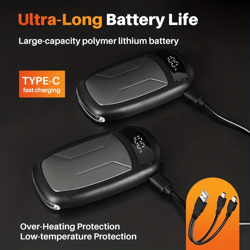 Rechargeable Hand Warmers 2-Pack with COB Light, Magnetic Electric Pocket Heater, 3 Heat Modes, Dual-Sided Heat