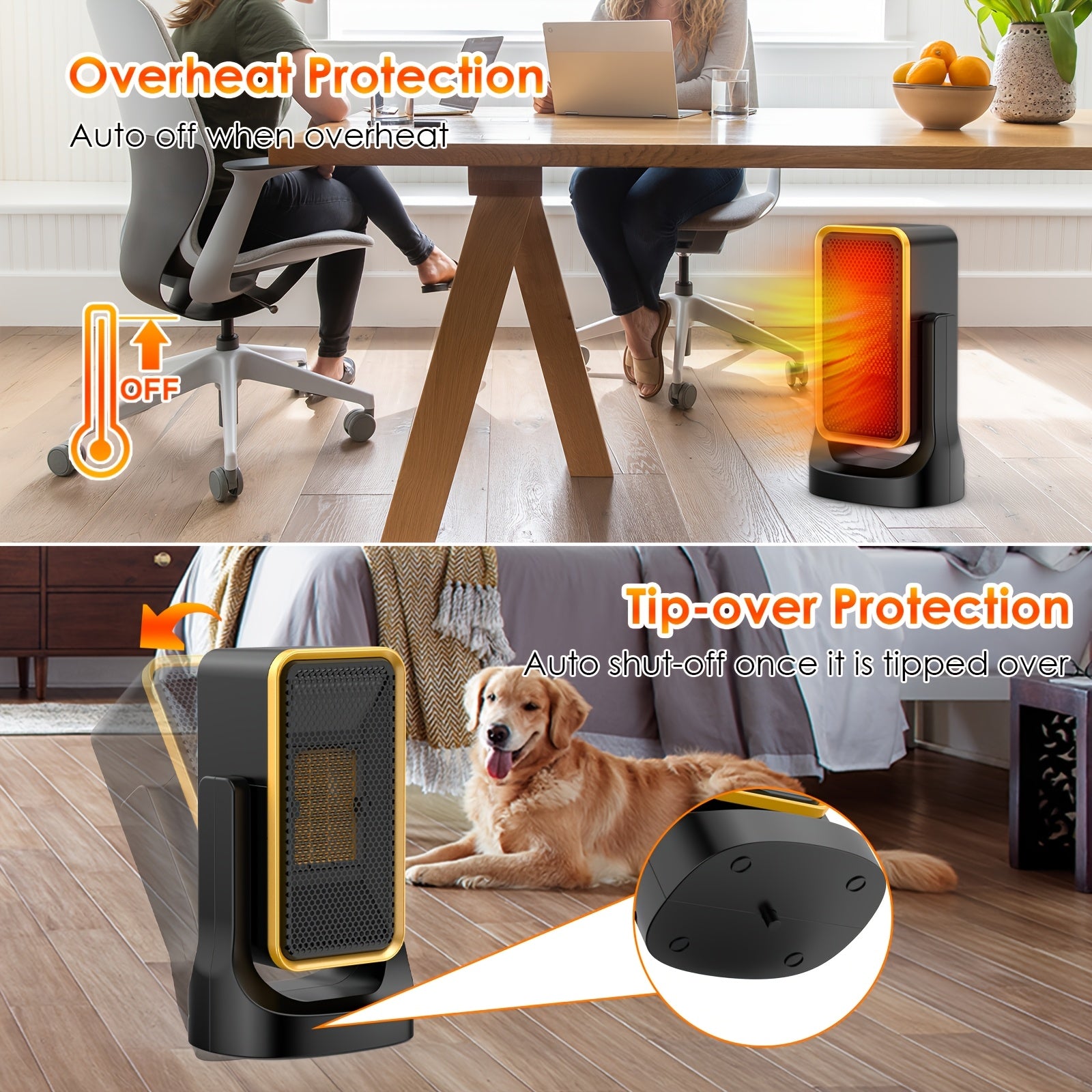Compact Electric Space Heater for Indoor Use – Portable Heater with Thermostat & Quiet Operation