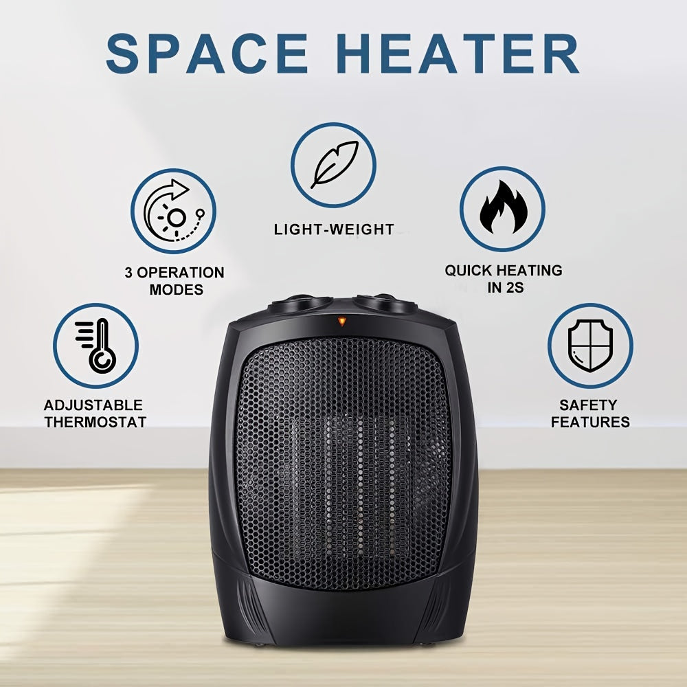 1500W Ceramic Space Heater for Indoor Use – Portable Electric Heater with Adjustable Thermostat