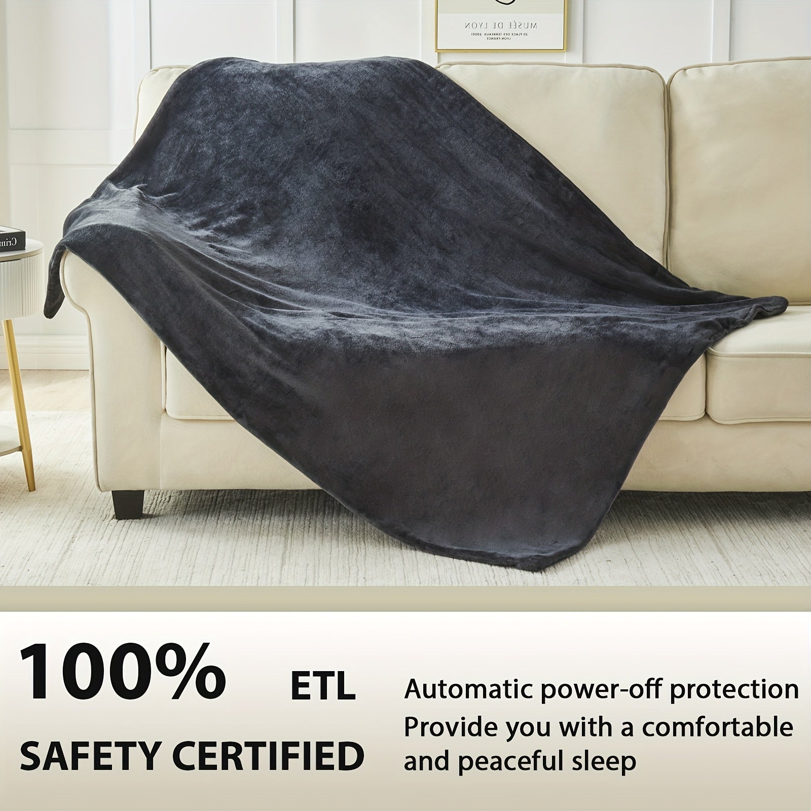 Electric Heated Blanket – Flannel Fabric, Adjustable Heat Levels, Auto Shut-Off