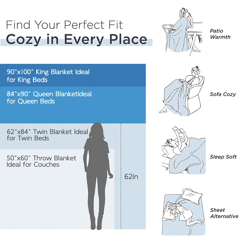 Luxury Electric Blanket – Plush Fabric, Multiple Heat Settings, Timer, Washable