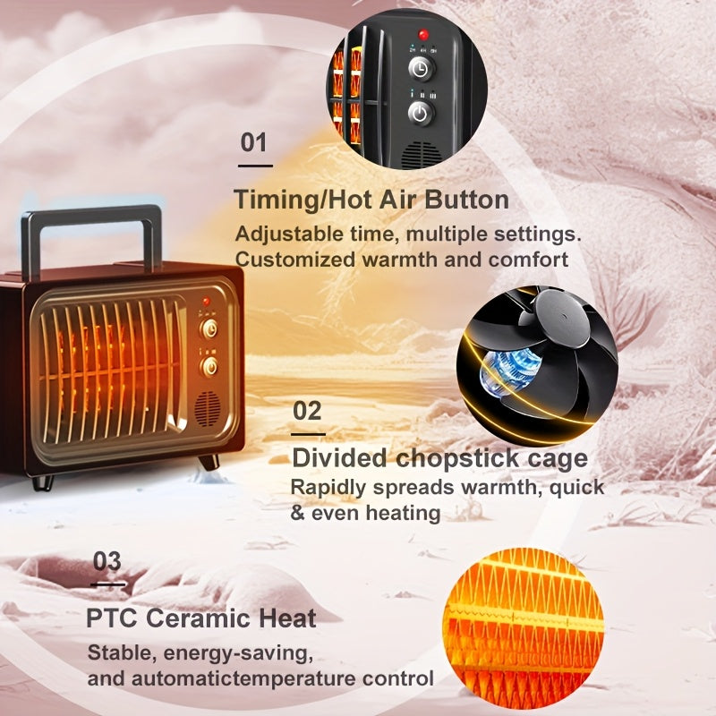 Small Ceramic Space Heater for Indoor Use – Portable Electric Heater with Safety Shut-Off