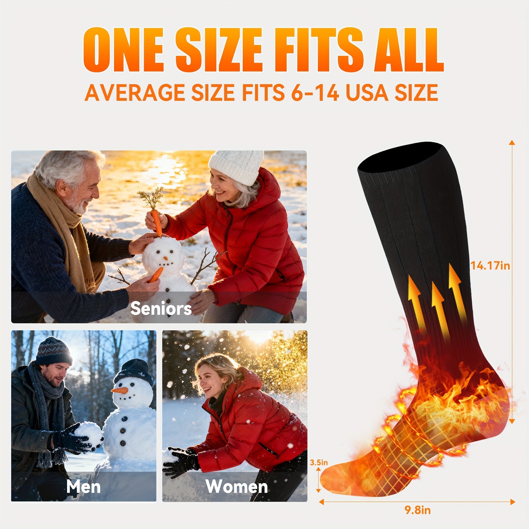 Wool Heated Socks, 4000mAh Rechargeable Battery, 3 Heat Levels, Electric Winter Socks for Outdoor Activities