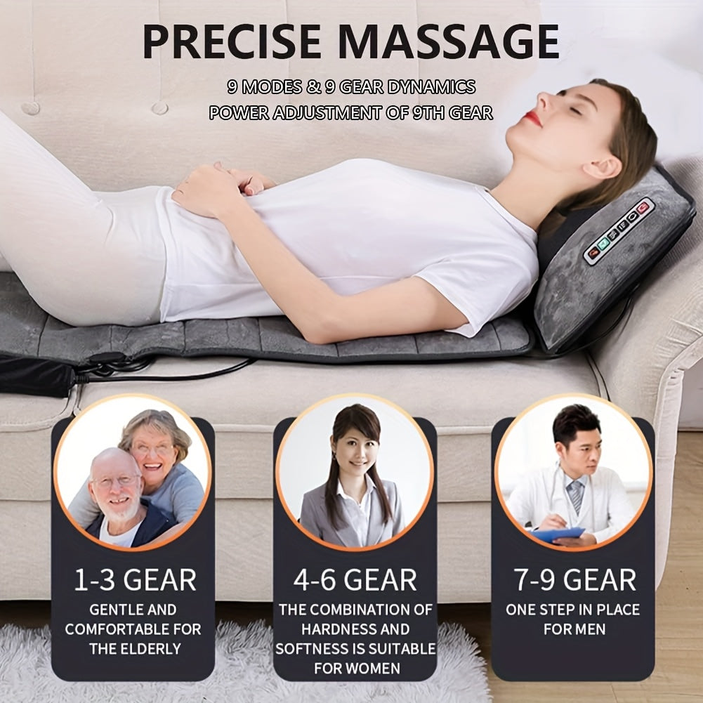 Full Body Vibration Massage Mat with Heat, 5 Massage Modes, Portable Electric Massage Pad for Back & Neck