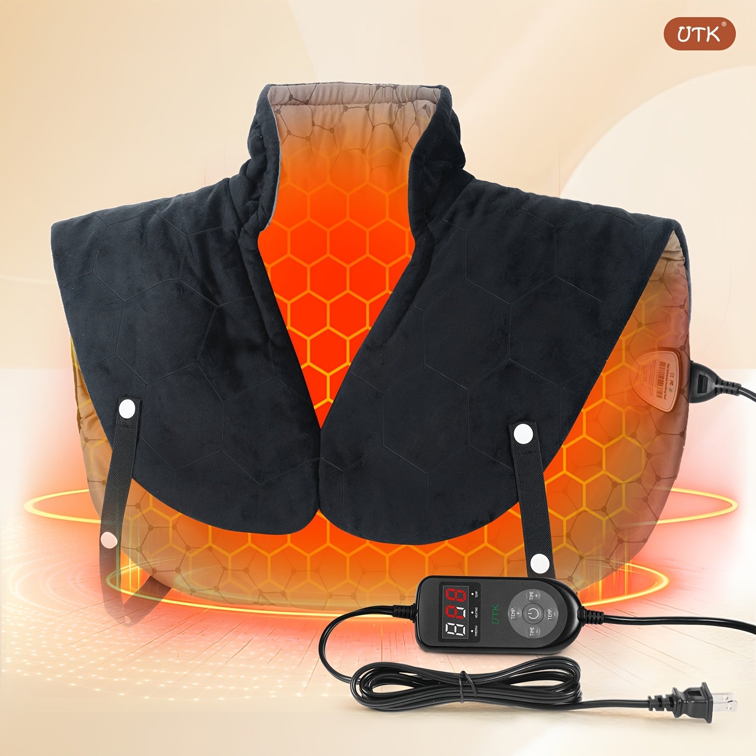 Electric Heating Pad for Neck & Shoulders – 24×20 in, Adjustable Straps, Auto Shut-Off