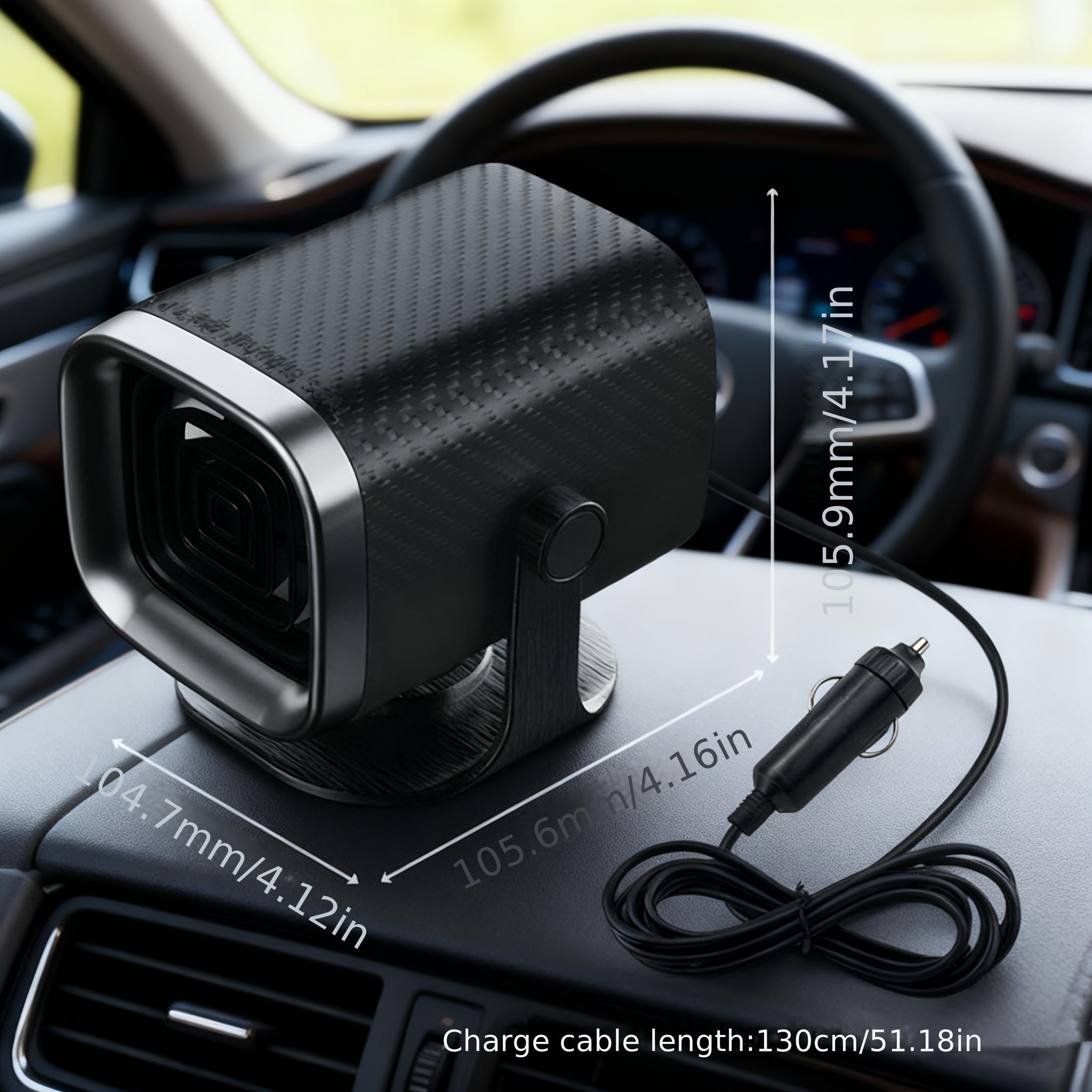 12V Portable Car Heater Defroster, 360° Rotating Base, Hot & Natural Air Modes for Windshield Defogging