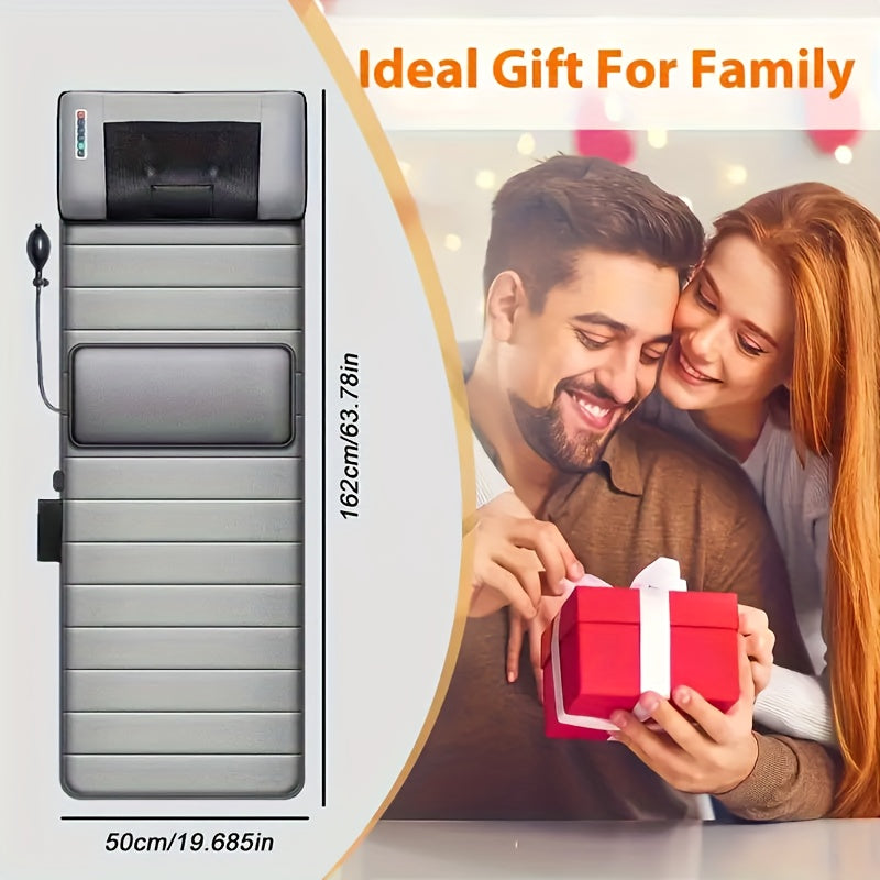 Full Body Massage Mat with Heat & Shiatsu Neck Pillow, 10 Vibration Motors, Foldable Massage Mattress