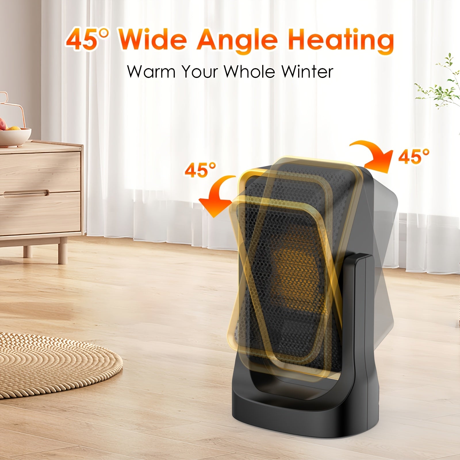 Compact Electric Space Heater for Indoor Use – Portable Heater with Thermostat & Quiet Operation