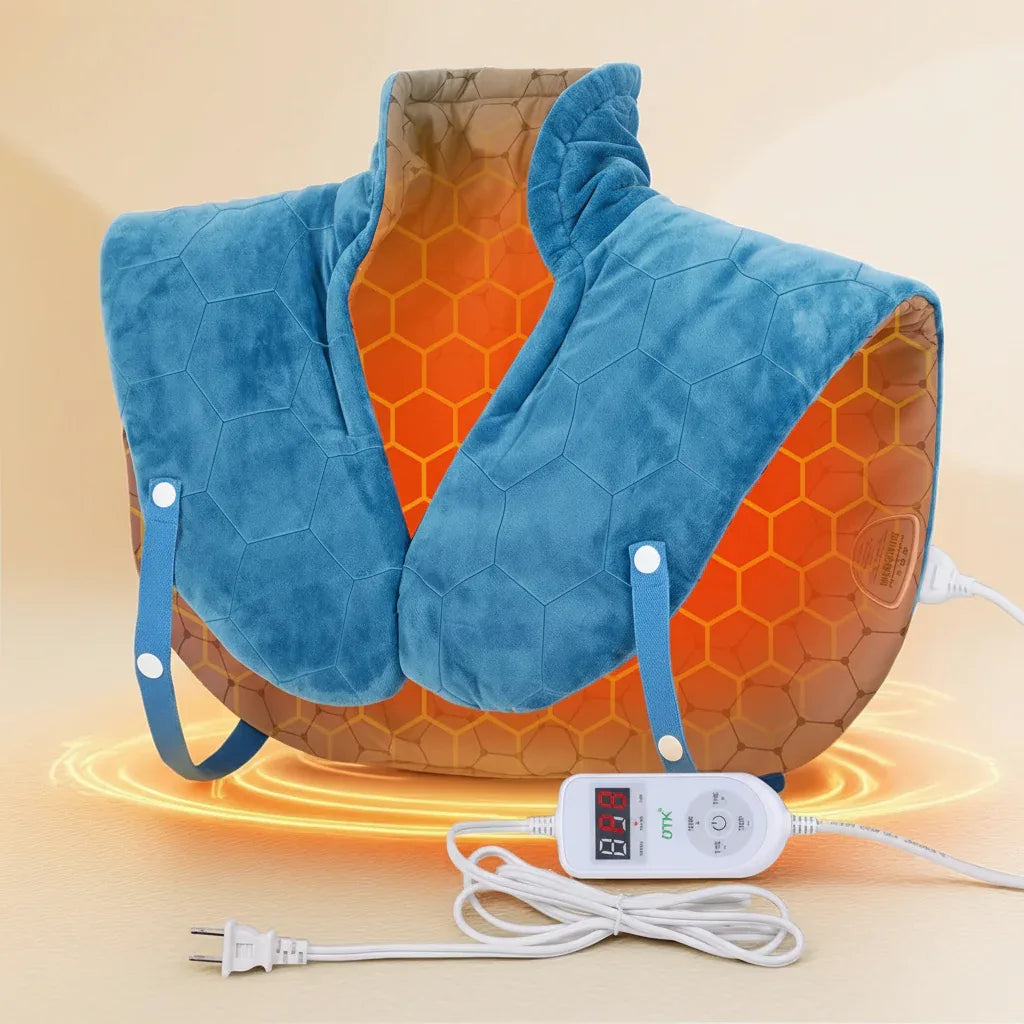 Electric Heating Pad for Neck & Shoulders – 24×20 in, Adjustable Straps, Auto Shut-Off - Thermeva