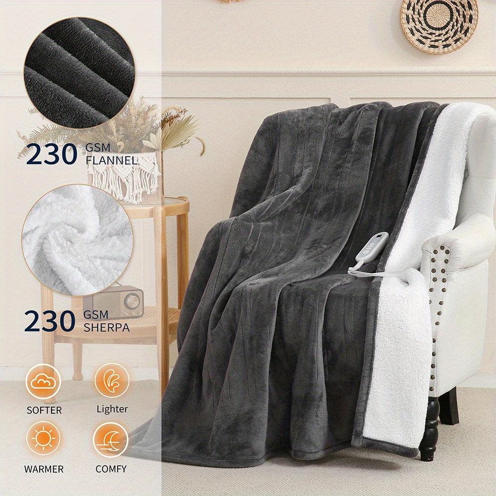 Extra Large Electric Heated Blanket – Dual Controller, Adjustable Heat, Washable