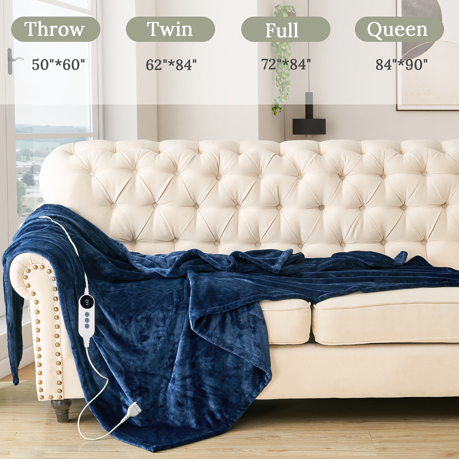 Electric Heated Blanket – Double-Sided Flannel, Multiple Heat Levels, Timer