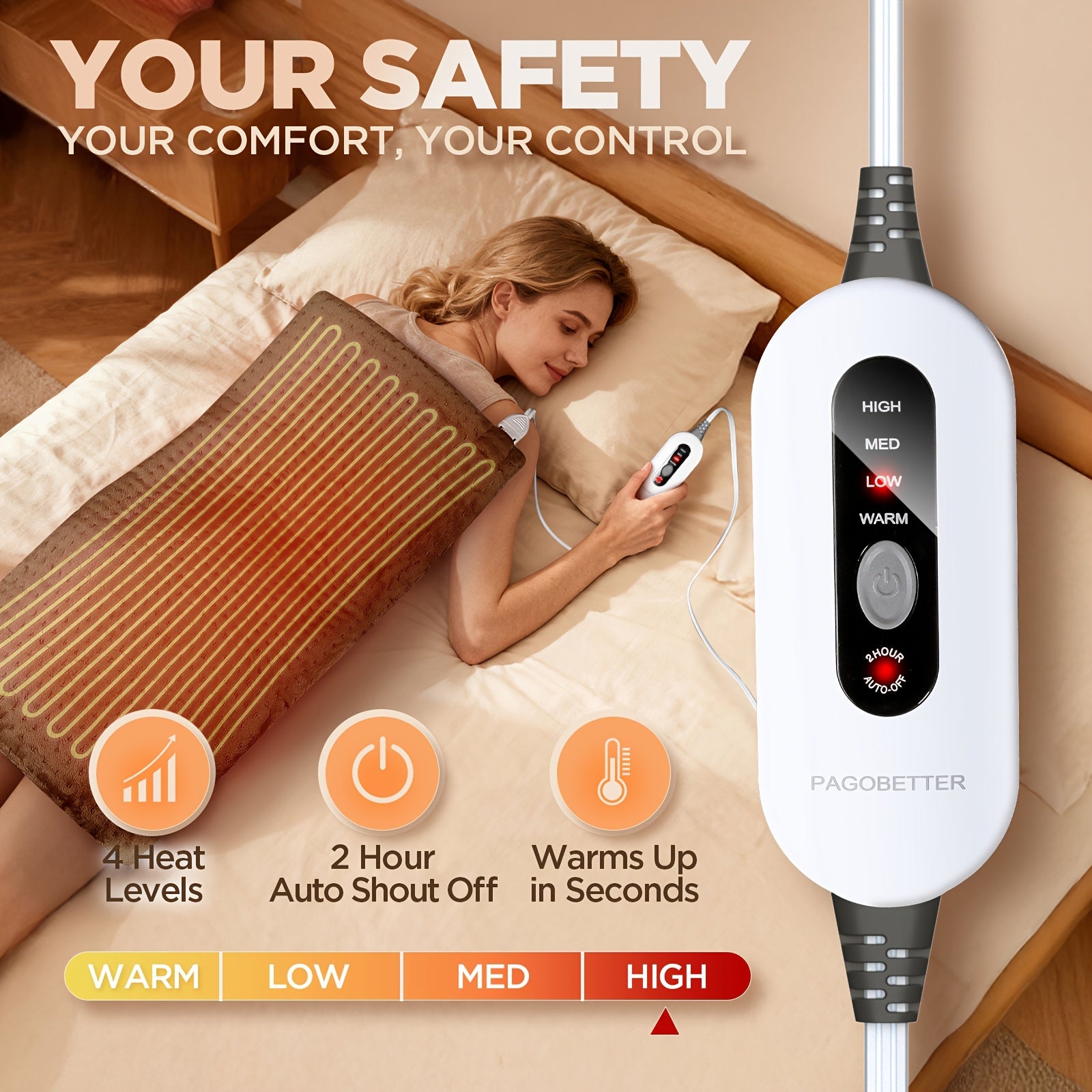 Heating Pad for Back & Body – Ultra-Soft Fabric, Dry & Moist Heat