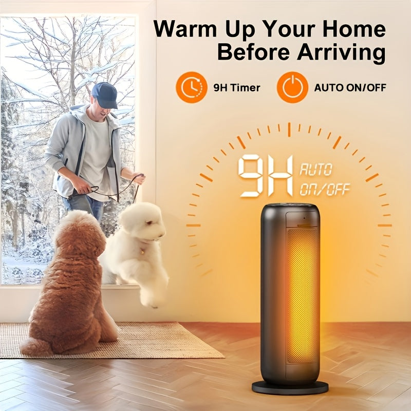 1500W PTC Electric Space Heater for Indoor Use – Portable Heater with Oscillation, Timer & Tip-Over Protection