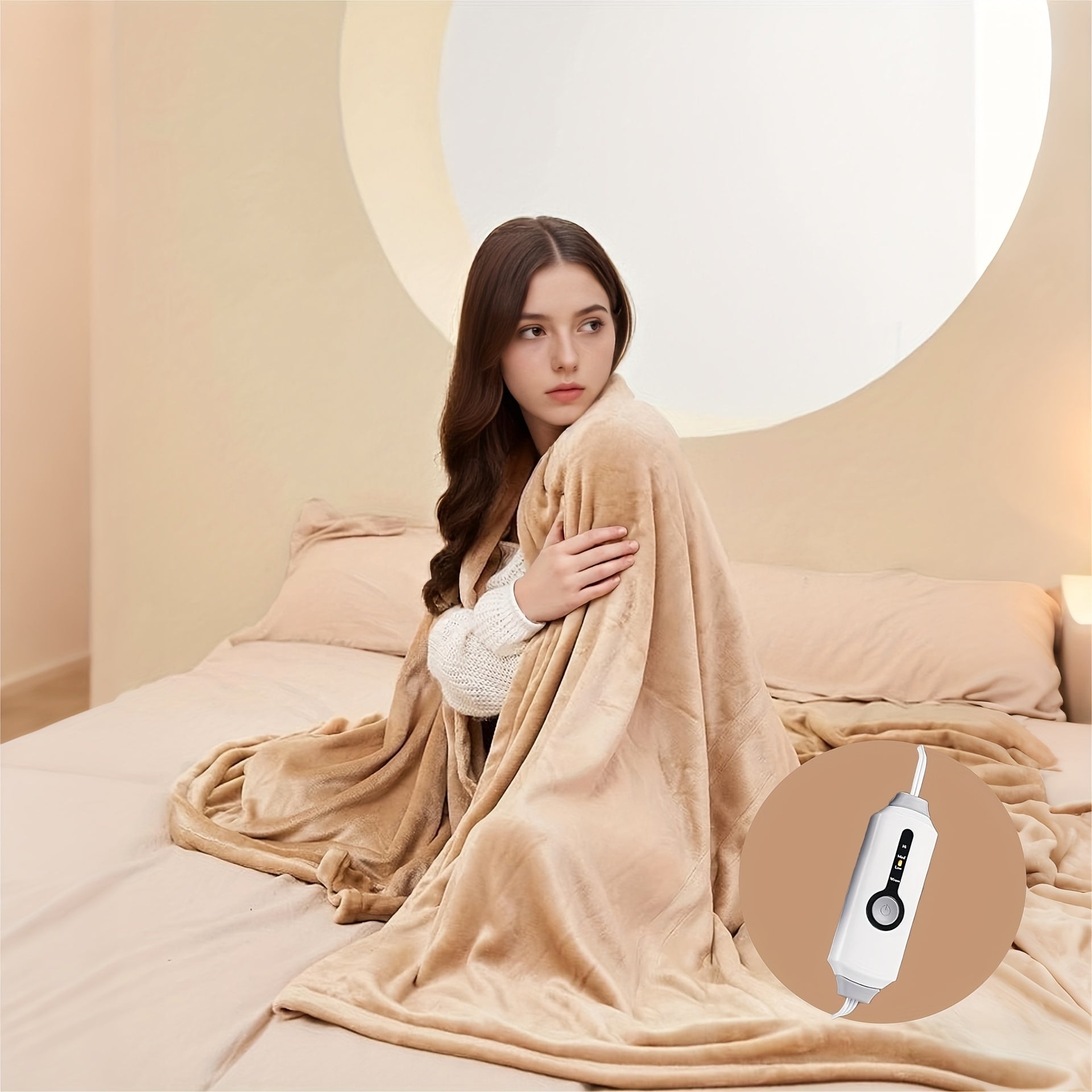 Electric Heated Blanket – Striped Flannel, Fast Heating, Washable