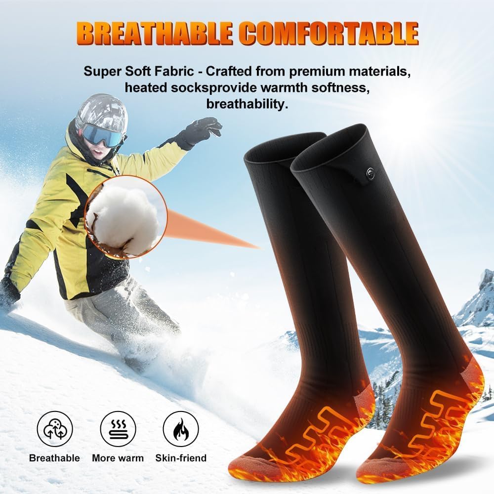 Rechargeable Heated Socks with App Control, Dual 6000mAh Batteries, Washable Electric Socks
