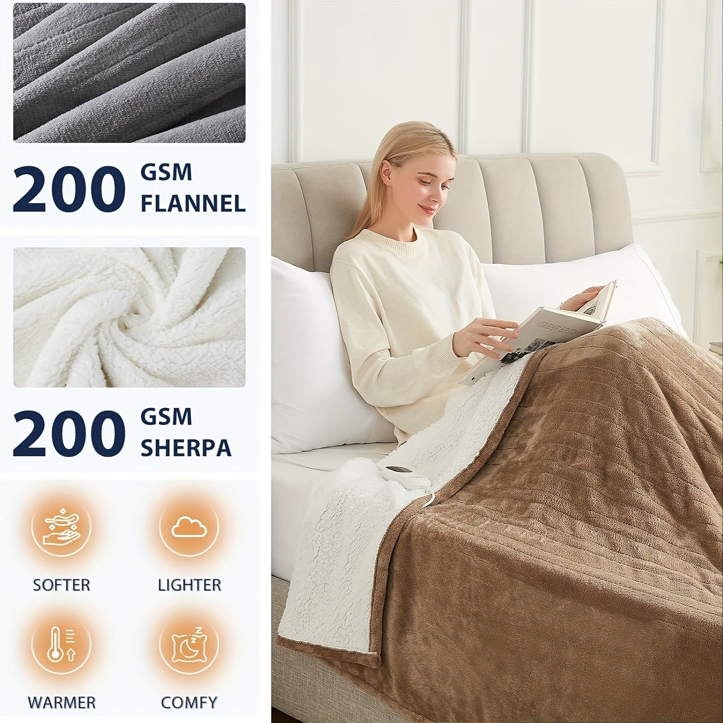 Electric Blanket – Adjustable Temperature, Multiple Timer Options, Washable