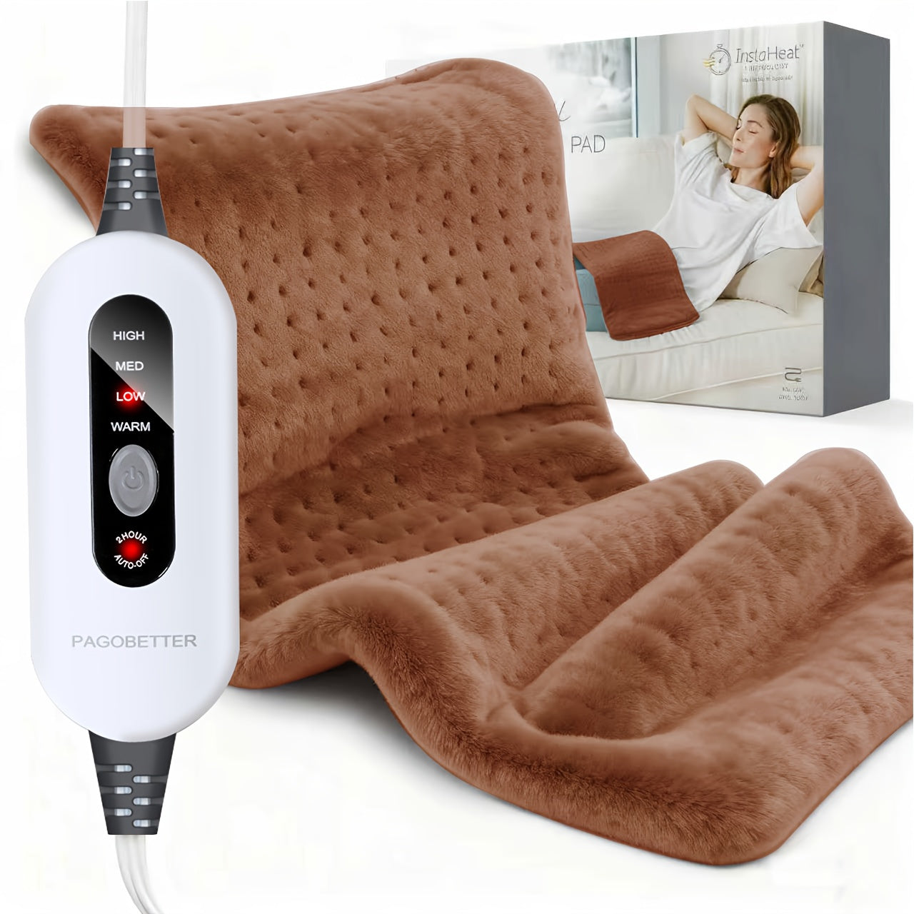 Extra Large Electric Heating Pad – 24×12 in, 6 Heat Levels, Fast Heating, Auto Shut-Off