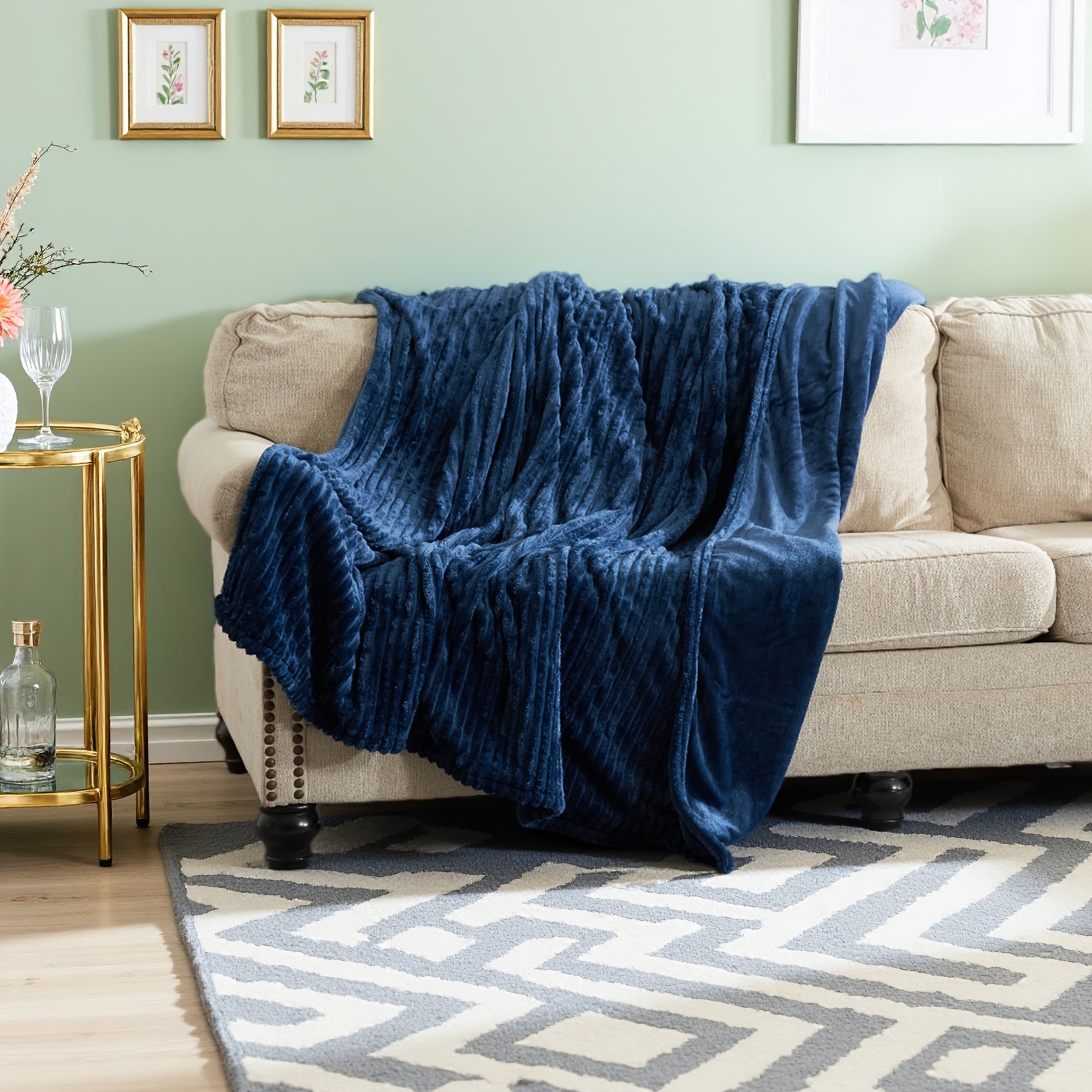 Electric Heated Blanket – Striped Flannel, Fast Heating, Washable