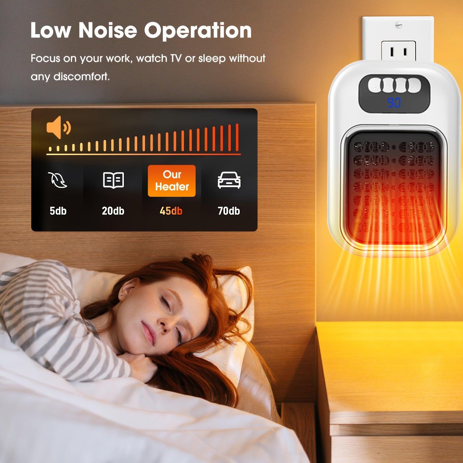Wall-Mounted Electric Space Heater for Indoor Use – Adjustable Thermostat, Timer & LED Display