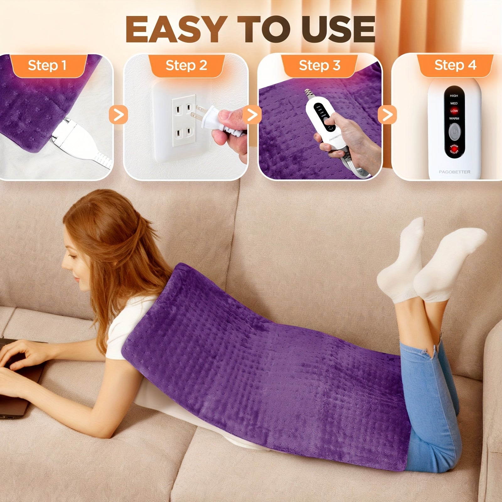 Electric Heating Pad for Back & Body – Fast Heating, Auto Shut-Off