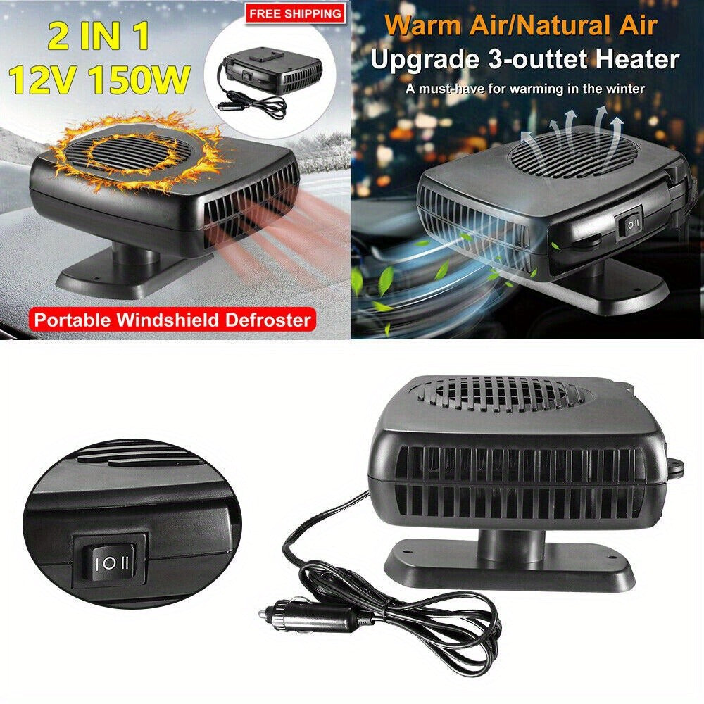 12V 150W Portable Car Heater & Windshield Defroster, Fast Heating Fan for Cars, Trucks & RVs