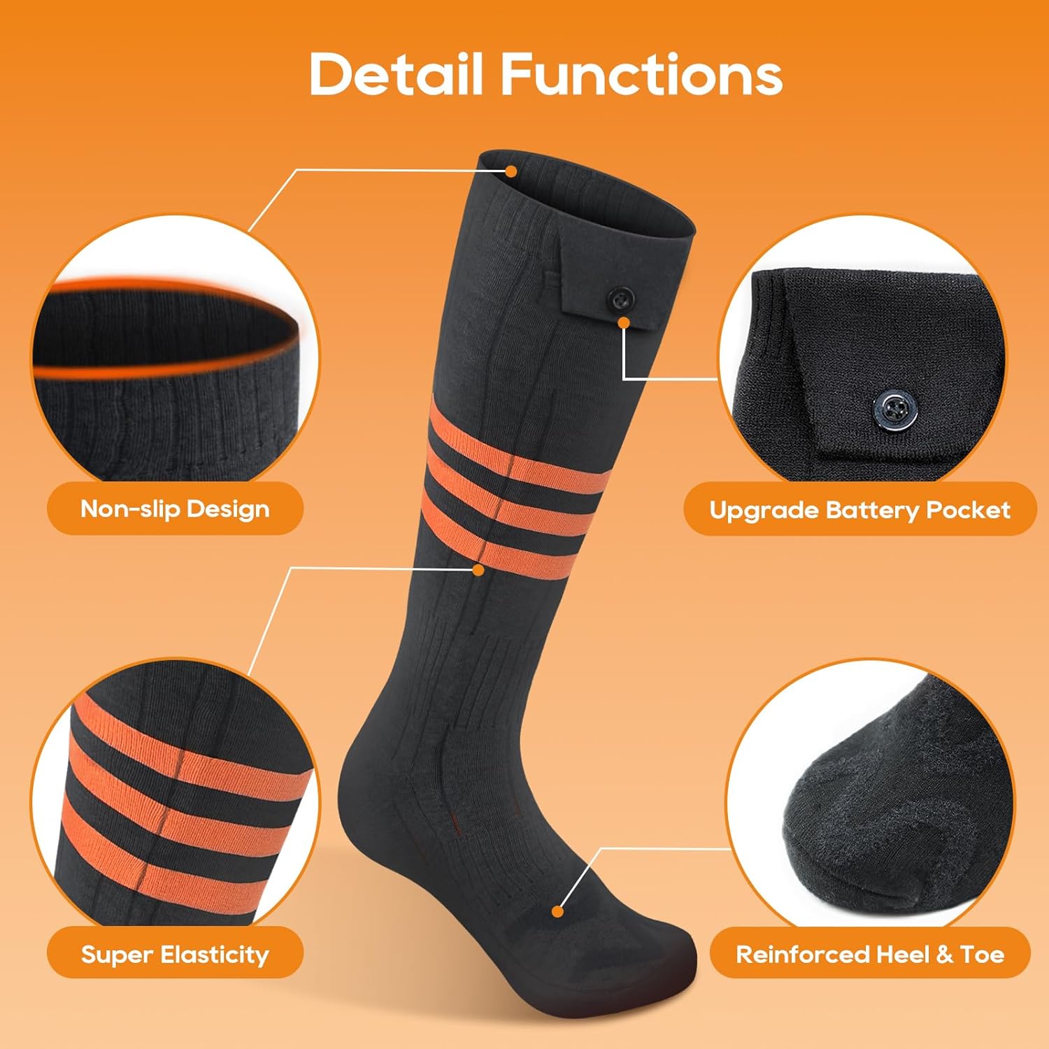 Heated Socks for Men Women with APP Control, Rechargeable Battery, Washable Electric Winter Socks for Outdoor Activities