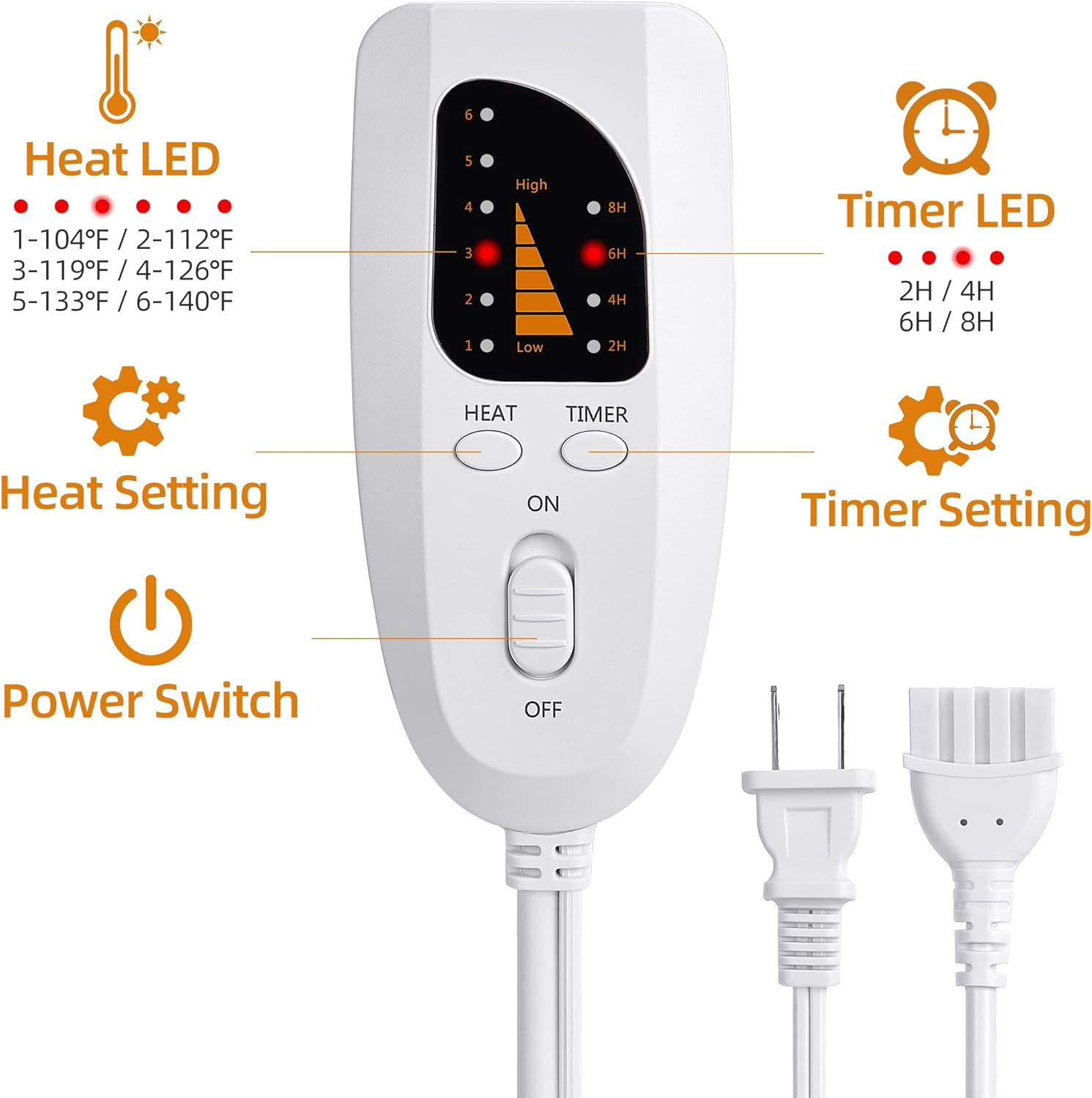Electric Heated Foot Warmer, Washable Lining, 6 Heat Levels, 4 Timers, Auto Shut-Off, Indoor Winter Foot Warmth