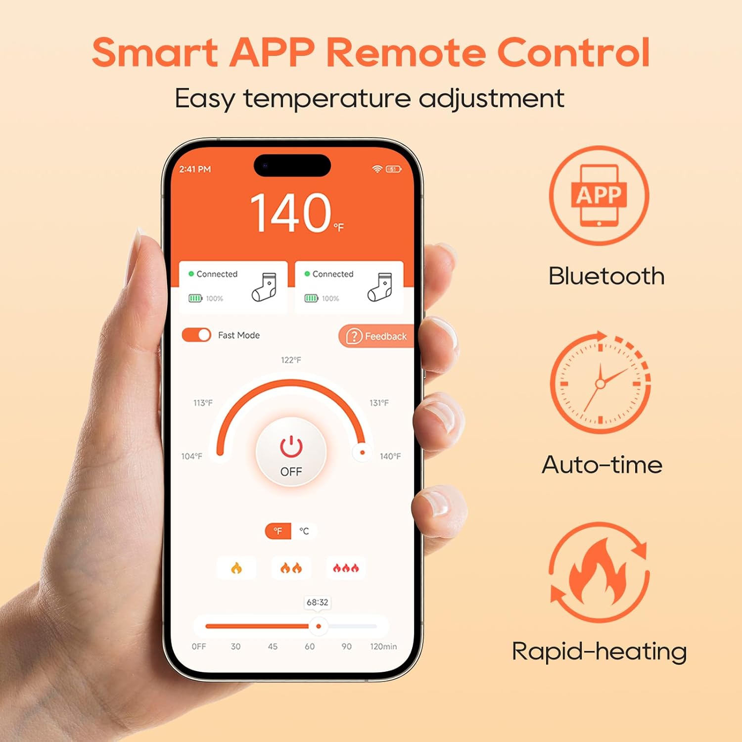 Heated Socks with App Control, Rechargeable Battery, Washable Electric Winter Socks for Outdoor Use