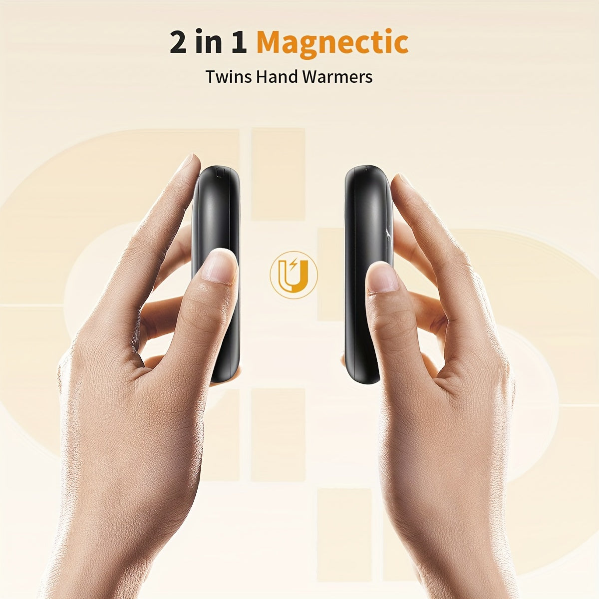 Rechargeable Electric Hand Warmers 2-Pack, Magnetic 2-in-1 Design, 3 Heat Settings, Portable Pocket Hand Heater