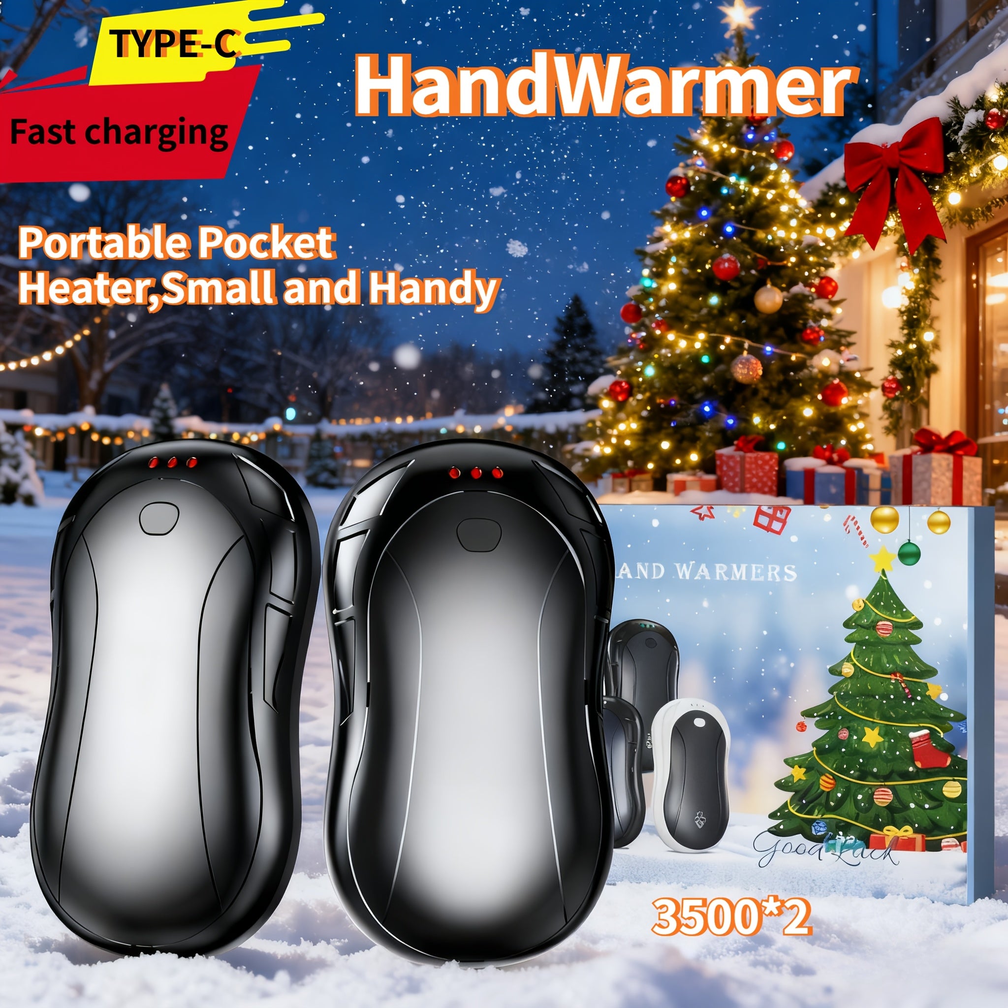 Rechargeable Magnetic Hand Warmer 2-in-1, Double-Sided Heating, 3 Temperature Levels, Portable Electric Hand Heater