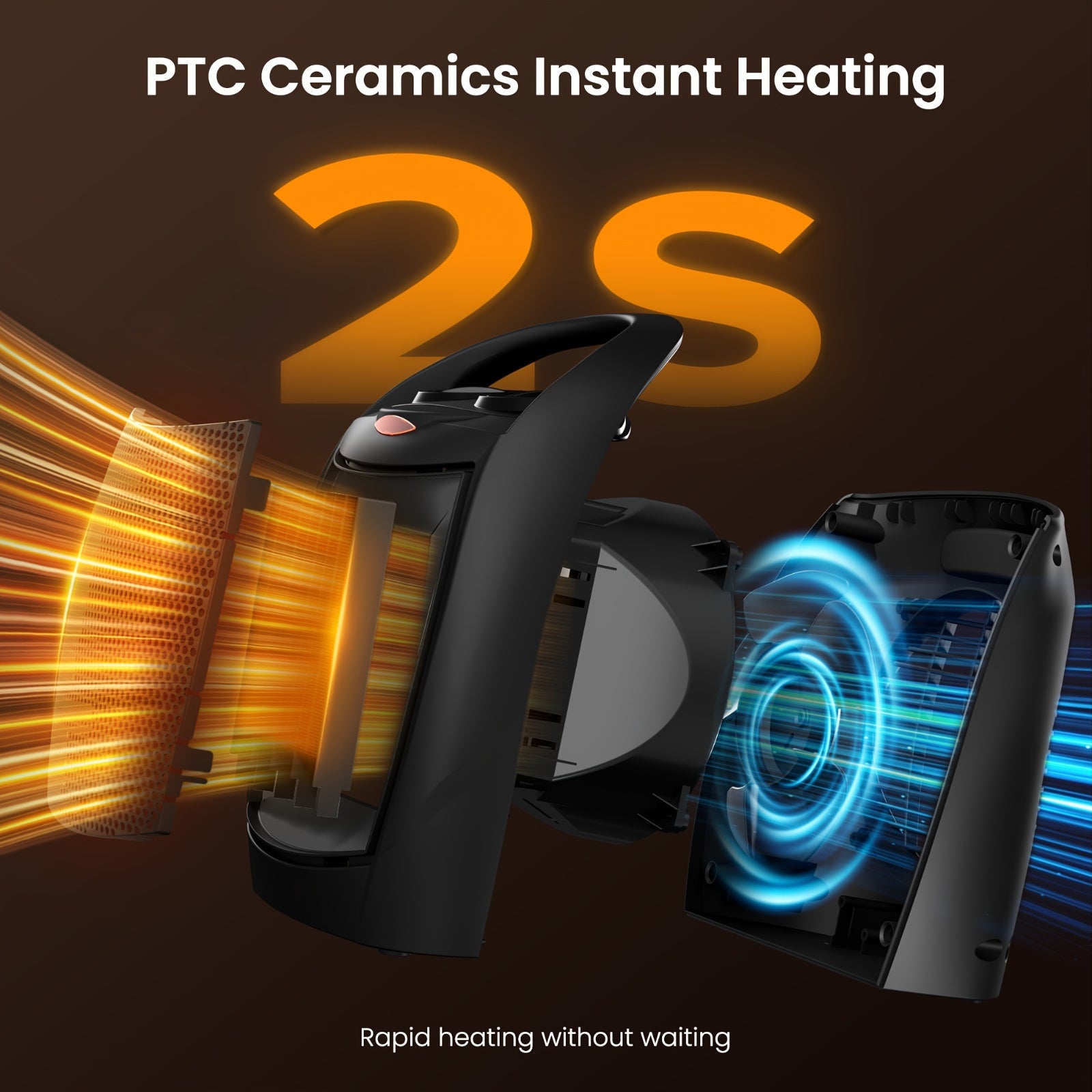 1500W Ceramic Space Heater for Indoor Use – Portable Electric Heater with Adjustable Thermostat