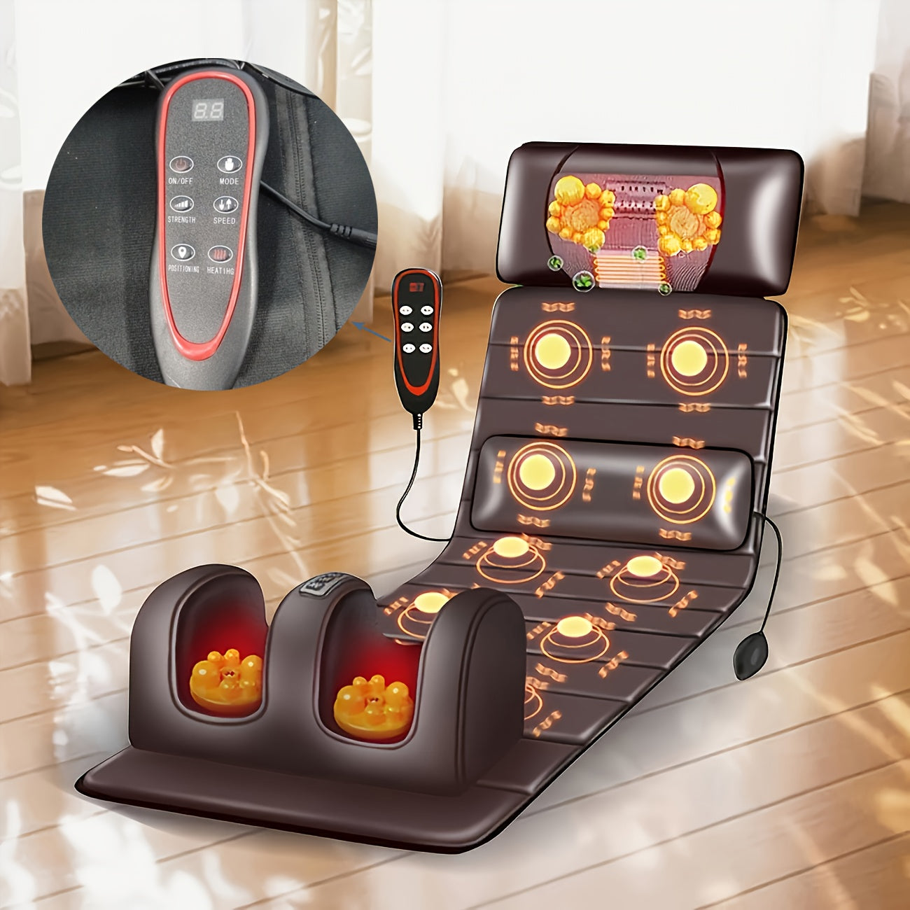 Full Body Heating Massage Set, Neck Foot & Back Massagers with Timer, Plug-In Massage System for Home