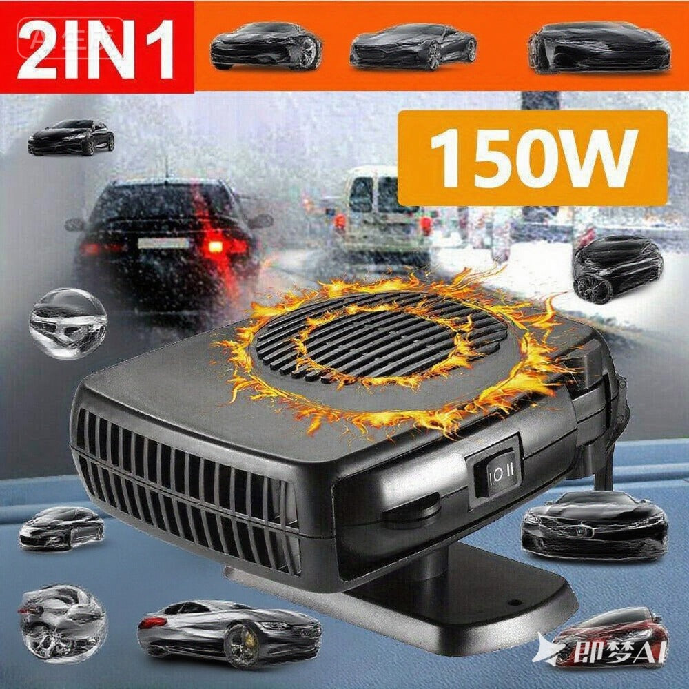 12V 150W Portable Car Heater & Windshield Defroster, Fast Heating Fan for Cars, Trucks & RVs