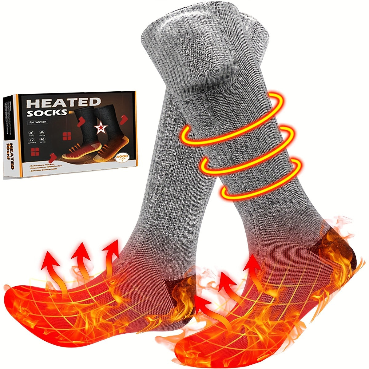 Rechargeable Heated Socks for Men & Women, Washable Electric Winter Socks for Skiing, Hiking & Outdoor Use