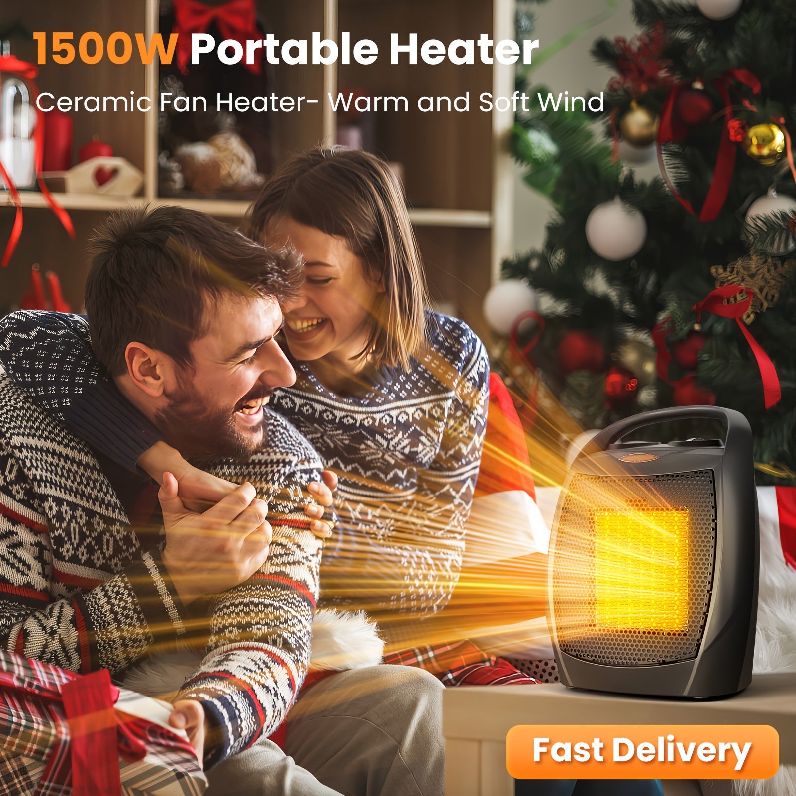 1500W Ceramic Space Heater for Indoor Use – Portable Electric Heater with Adjustable Thermostat