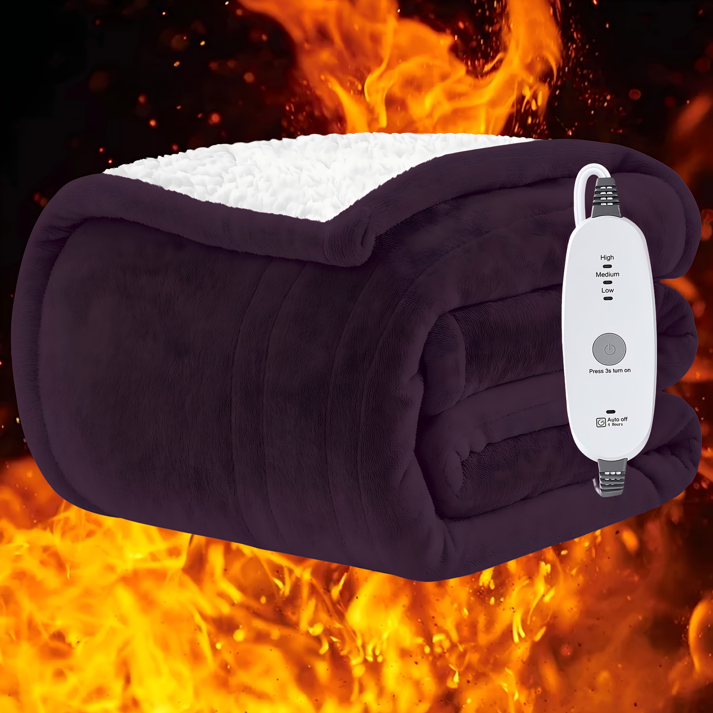 Electric Heated Blanket – Soft Flannel, Fast Warm-Up, Auto Shut-Off
