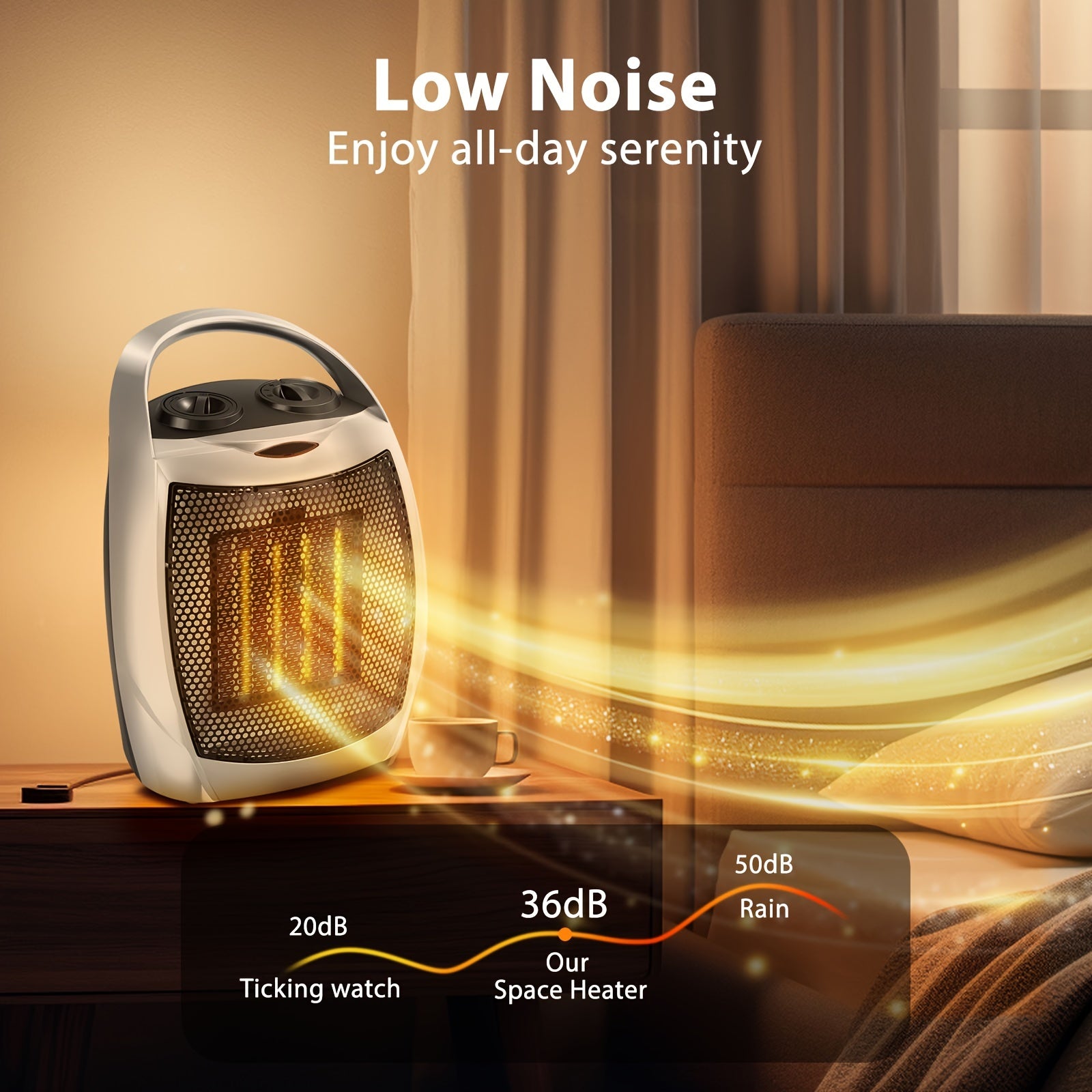 1500W Ceramic Space Heater for Indoor Use – Portable Electric Heater with Adjustable Thermostat