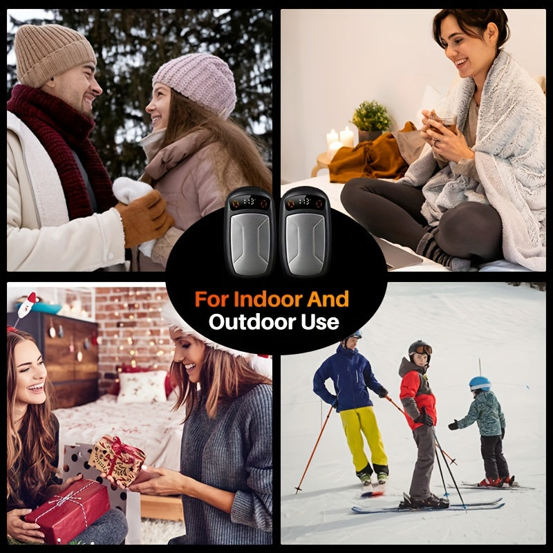 Rechargeable Hand Warmers 2-Pack with COB Light, Magnetic Electric Pocket Heater, Dual-Sided Heating