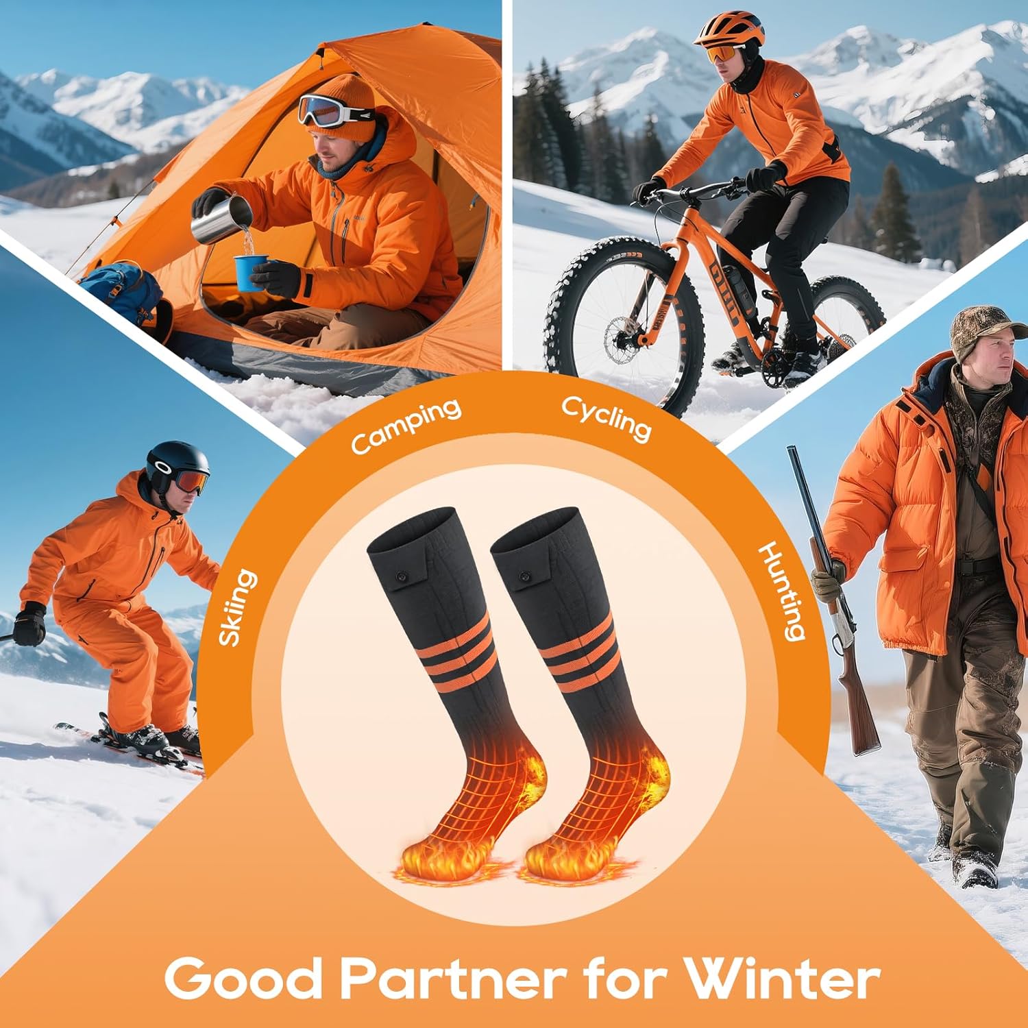 Heated Socks for Men Women with APP Control, Rechargeable Battery, Washable Electric Winter Socks for Outdoor Activities