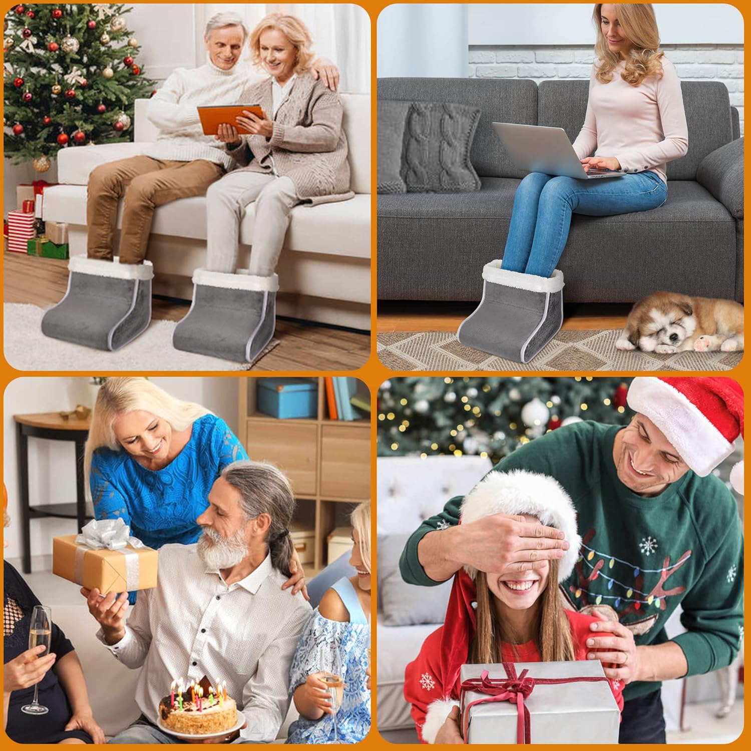 Electric Heated Foot Warmer, Washable Lining, 6 Heat Levels, 4 Timers, Auto Shut-Off, Indoor Winter Foot Warmth