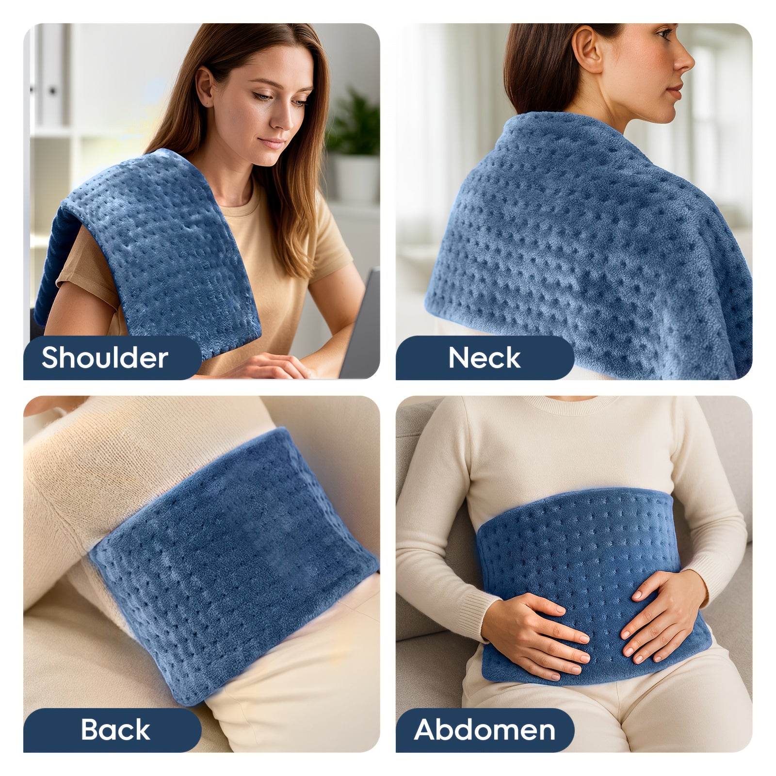 Electric Heating Pad for Back & Legs – Graphene Heating, Thick Flannel, Machine Washable