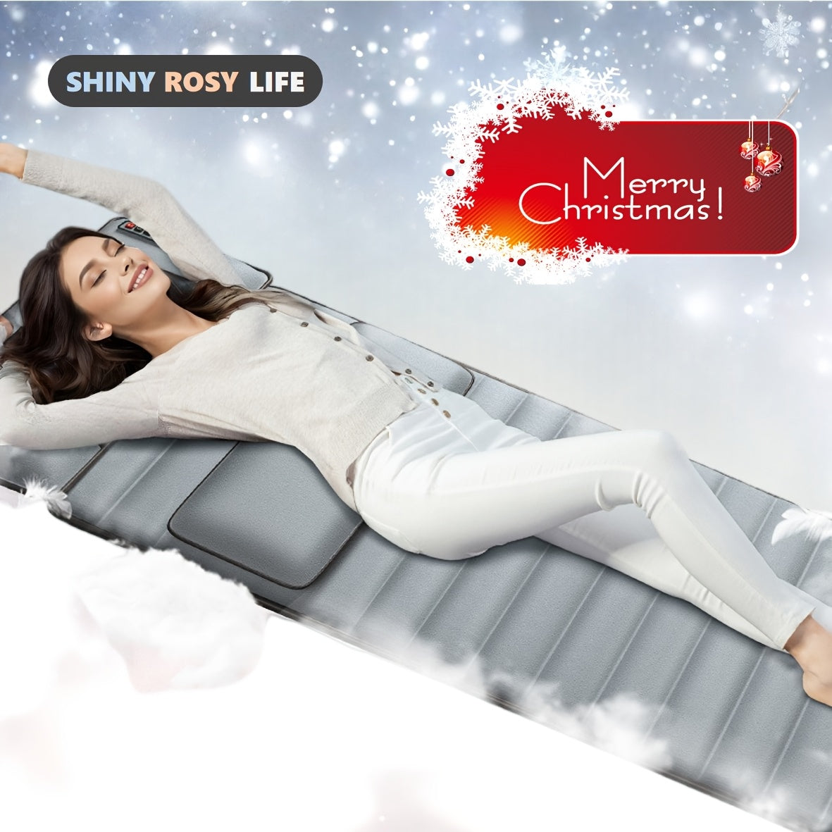 Full Body Massage Mattress with Heat & Shiatsu Neck Massage, 10 Vibration Zones, Low Voltage Design