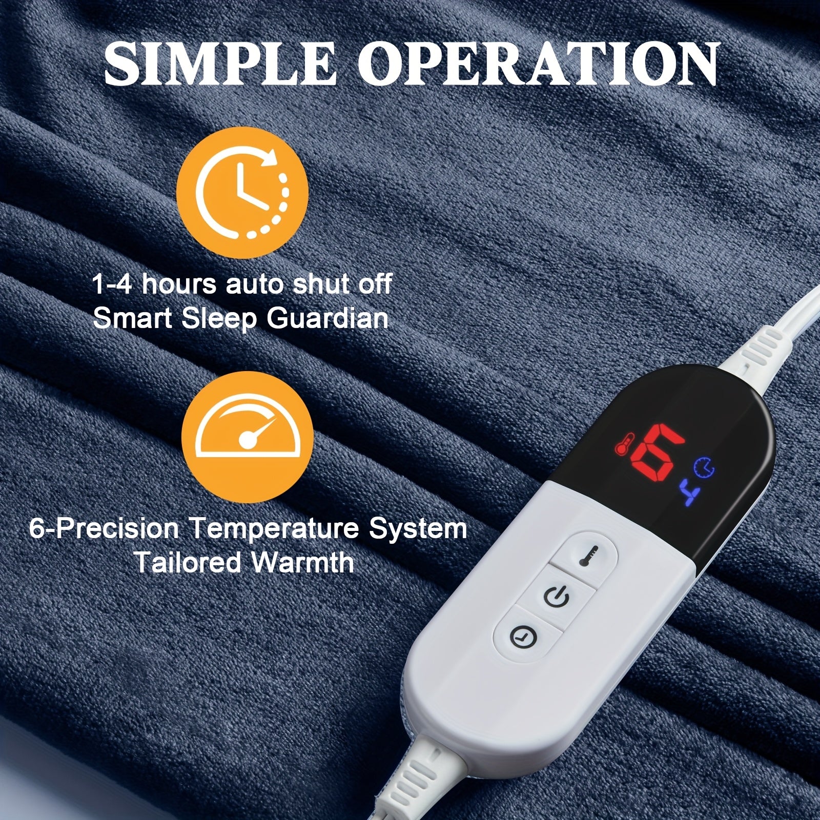 Electric Blanket – Double-Sided Flannel, Adjustable Heat Levels, Machine Washable