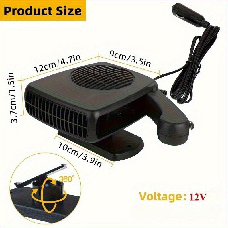 Portable Car Windshield Heater & Defroster, Quick Heating and Cooling Fan for Small and Large Vehicles