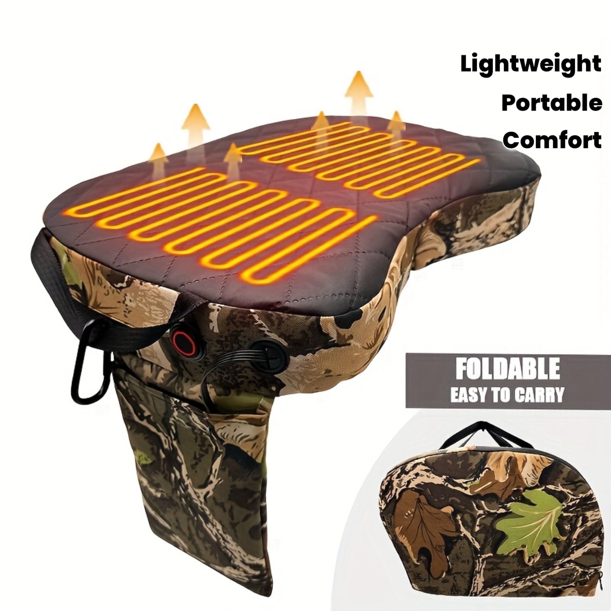 USB Heated Hunting Seat, Foldable Portable Heating Seat Cushion for Outdoor Camping, Fishing & Stadium Use