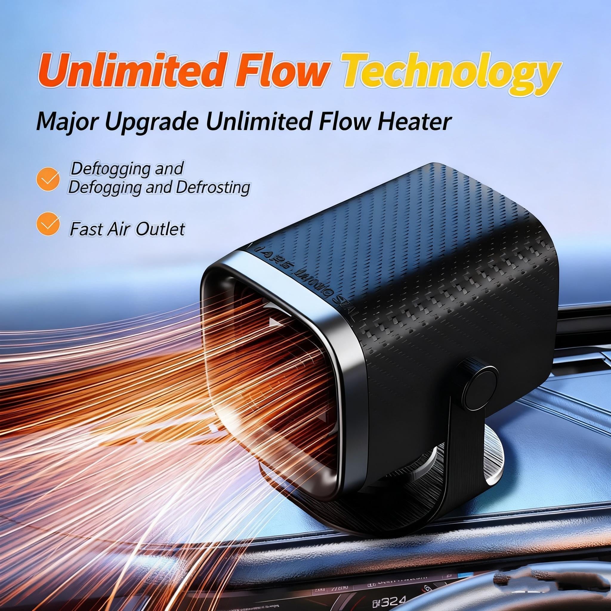 12V Portable Car Heater Defroster, 360° Rotating Base, Hot & Natural Air Modes for Windshield Defogging